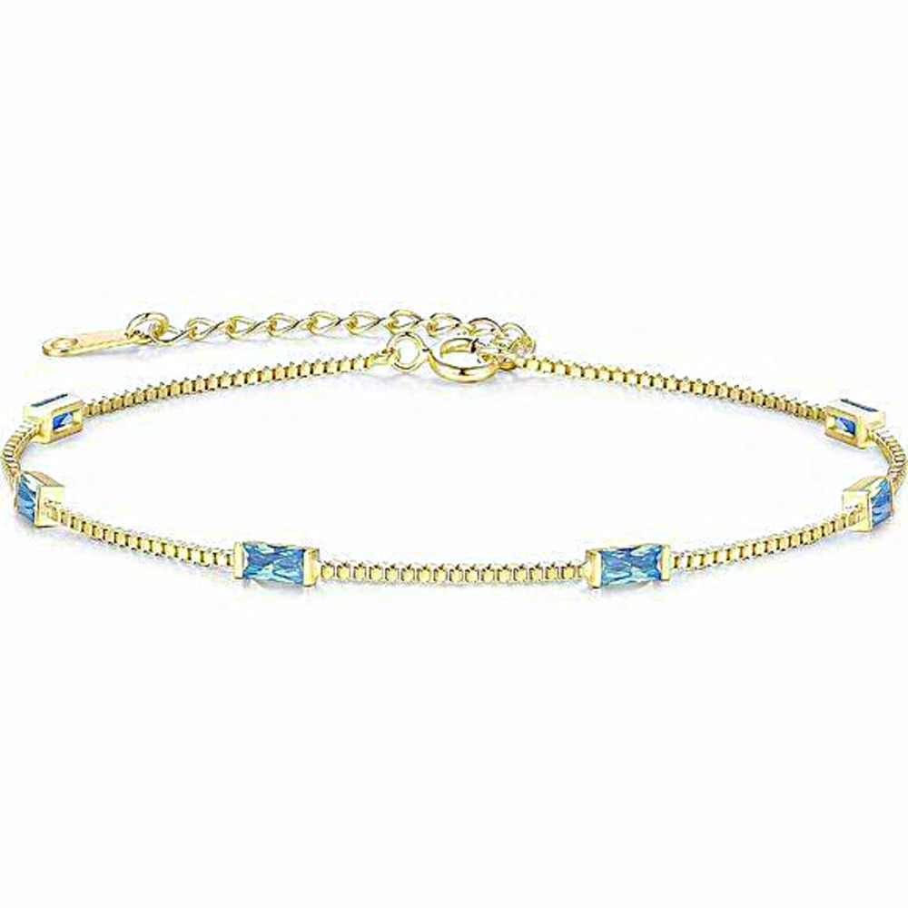 Women‎ Sterling Silver Dainty Simple Birthstone Bracelets